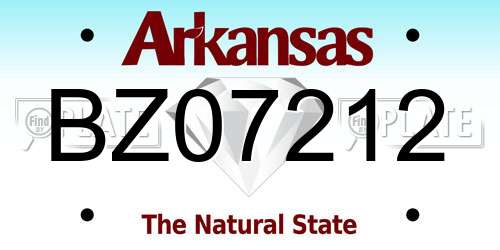 BZ07212 Arkansas License Plate