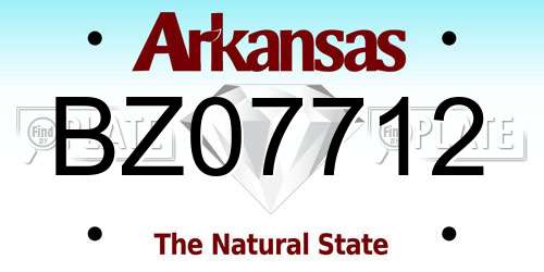 BZ07712 Arkansas License Plate