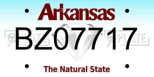 BZ07717 Arkansas License Plate
