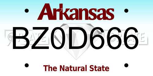 BZ0D666 Arkansas License Plate