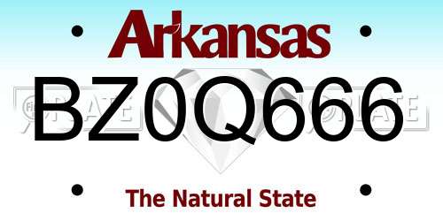 BZ0Q666 Arkansas License Plate
