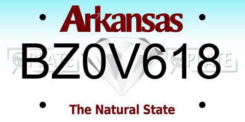 BZ0V618 Arkansas License Plate