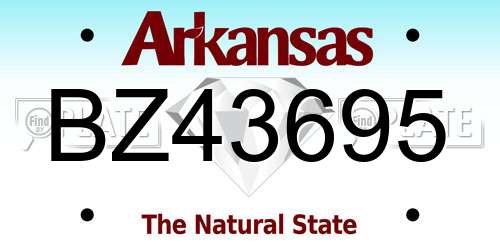 BZ43695 Arkansas License Plate