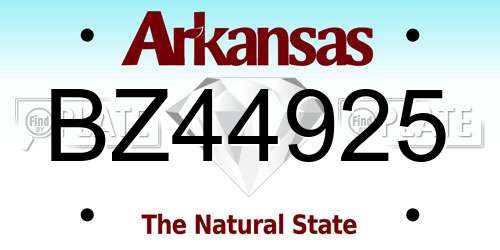 BZ44925 Arkansas License Plate