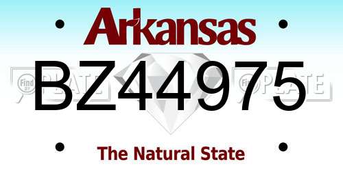 BZ44975 Arkansas License Plate
