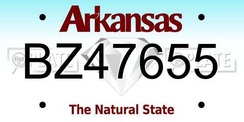 BZ47655 Arkansas License Plate