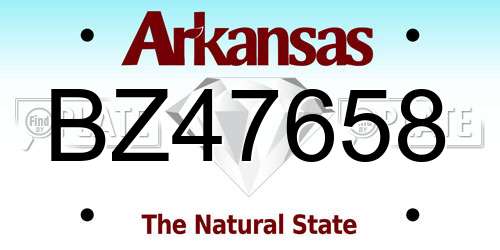 BZ47658 Arkansas License Plate