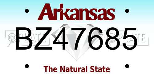 BZ47685 Arkansas License Plate