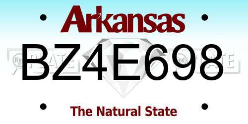 BZ4E698 Arkansas License Plate