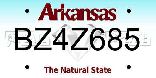 BZ4Z685 Arkansas License Plate