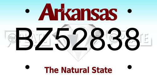 BZ52838 Arkansas License Plate