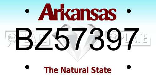 BZ57397 Arkansas License Plate