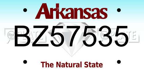 BZ57535 Arkansas License Plate