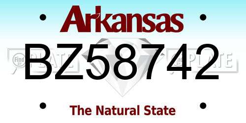 BZ58742 Arkansas License Plate