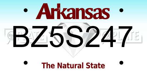 BZ5S247 Arkansas License Plate