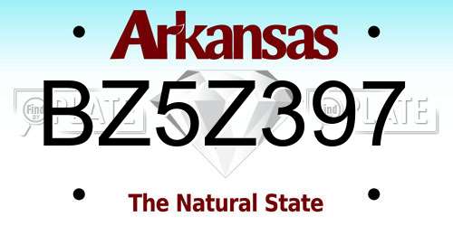 BZ5Z397 Arkansas License Plate