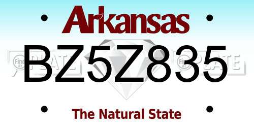 BZ5Z835 Arkansas License Plate