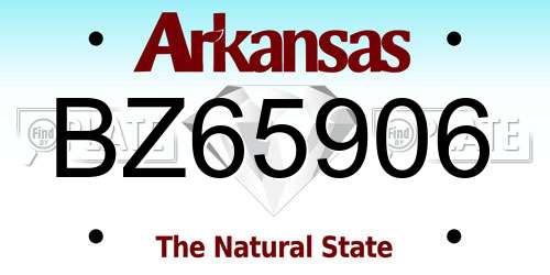 BZ65906 Arkansas License Plate