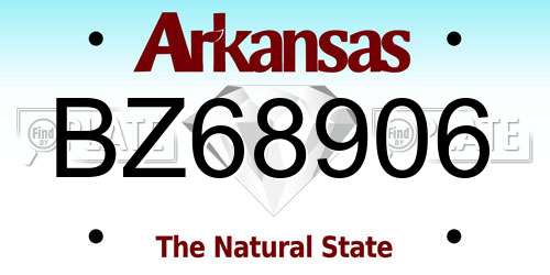 BZ68906 Arkansas License Plate