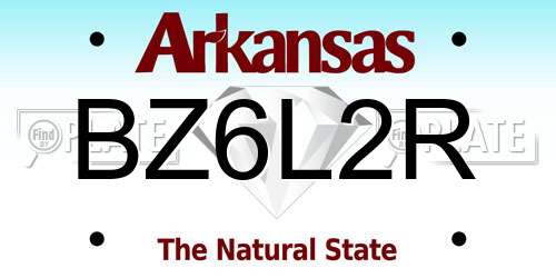 BZ6L2R Arkansas License Plate