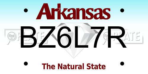 BZ6L7R Arkansas License Plate