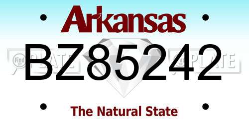 BZ85242 Arkansas License Plate