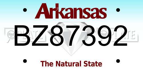 BZ87392 Arkansas License Plate