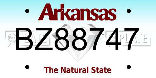 BZ88747 Arkansas License Plate