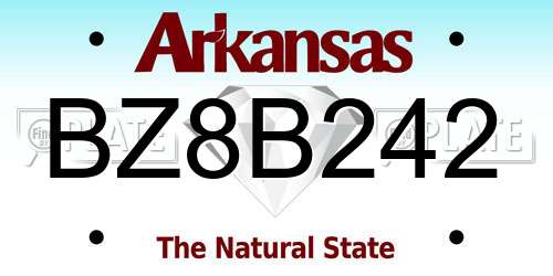 BZ8B242 Arkansas License Plate