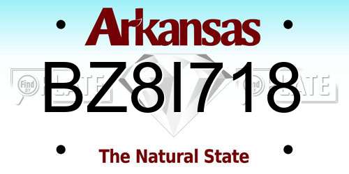 BZ8I718 Arkansas License Plate