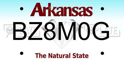 BZ8M0G Arkansas License Plate