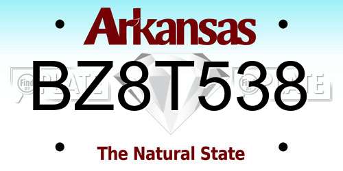 BZ8T538 Arkansas License Plate