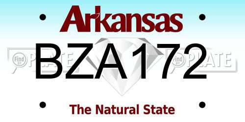 BZA172 Arkansas License Plate
