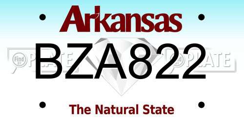 BZA822 Arkansas License Plate