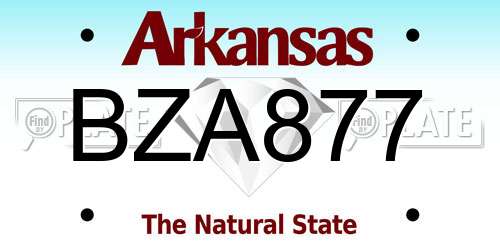 BZA877 Arkansas License Plate