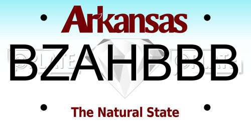 BZAHBBB Arkansas License Plate