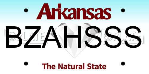 BZAHSSS Arkansas License Plate