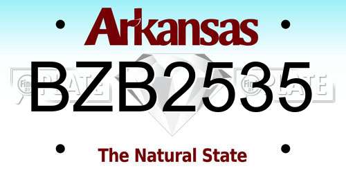 BZB2535 Arkansas License Plate