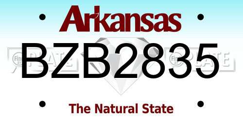 BZB2835 Arkansas License Plate