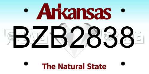 BZB2838 Arkansas License Plate