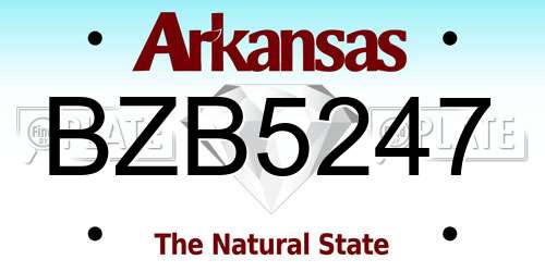 BZB5247 Arkansas License Plate