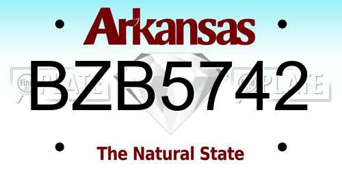 BZB5742 Arkansas License Plate