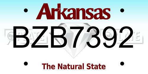 BZB7392 Arkansas License Plate