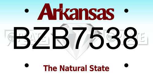 BZB7538 Arkansas License Plate