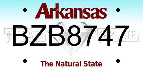 BZB8747 Arkansas License Plate