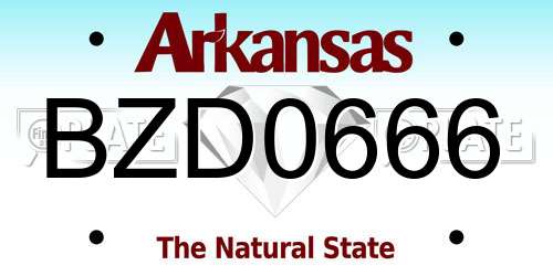 BZD0666 Arkansas License Plate