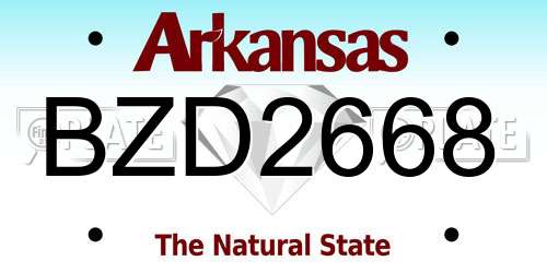 BZD2668 Arkansas License Plate
