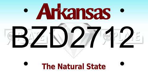 BZD2712 Arkansas License Plate