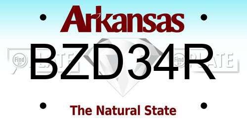BZD34R Arkansas License Plate