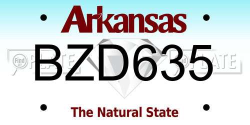 BZD635 Arkansas License Plate
